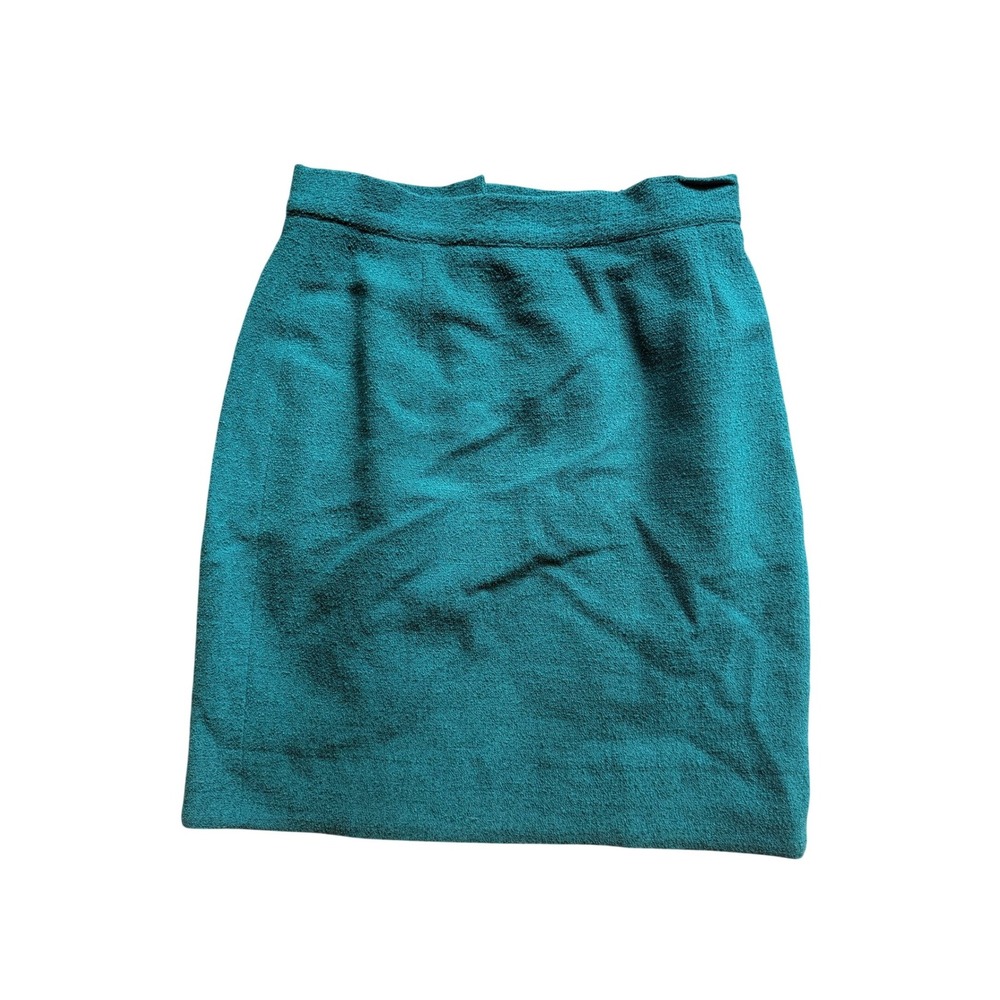 Made in Italy Teal Green Boucle Wool Blend Mini Skirt Textured Knit Short Skirt